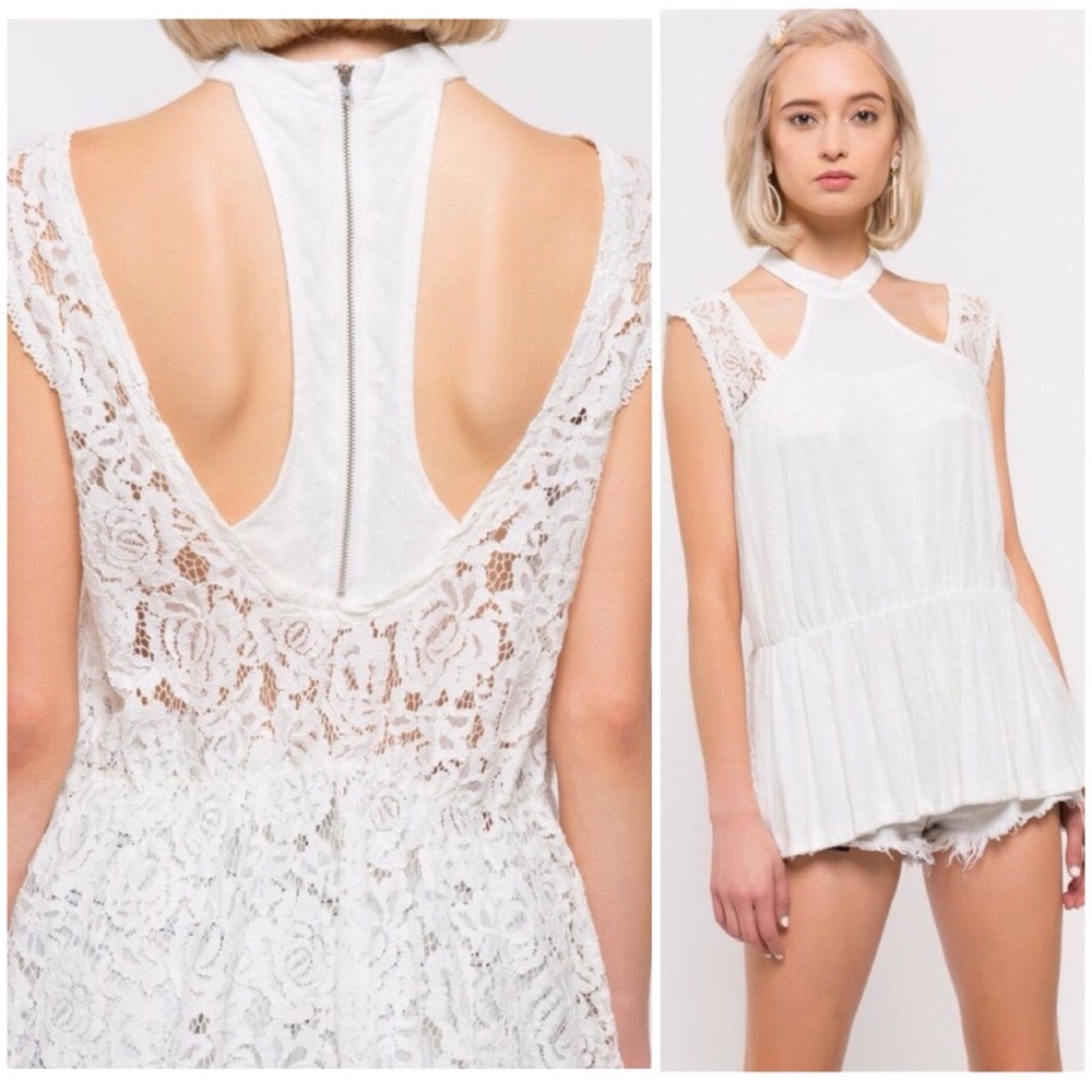 ➖SALE➖ BABYDOLL LACE SS TOP IN IVORY